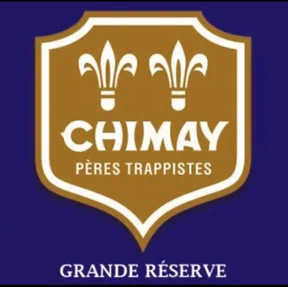 Chimay Bleue Trappist beer logo with the classic gold and blue crest.