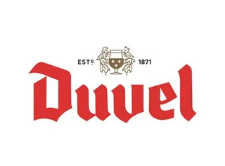 Duvel beer logo with its signature bold red gothic lettering.