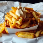 Close-up of a freshly poured Belgian beer with a thick creamy head.