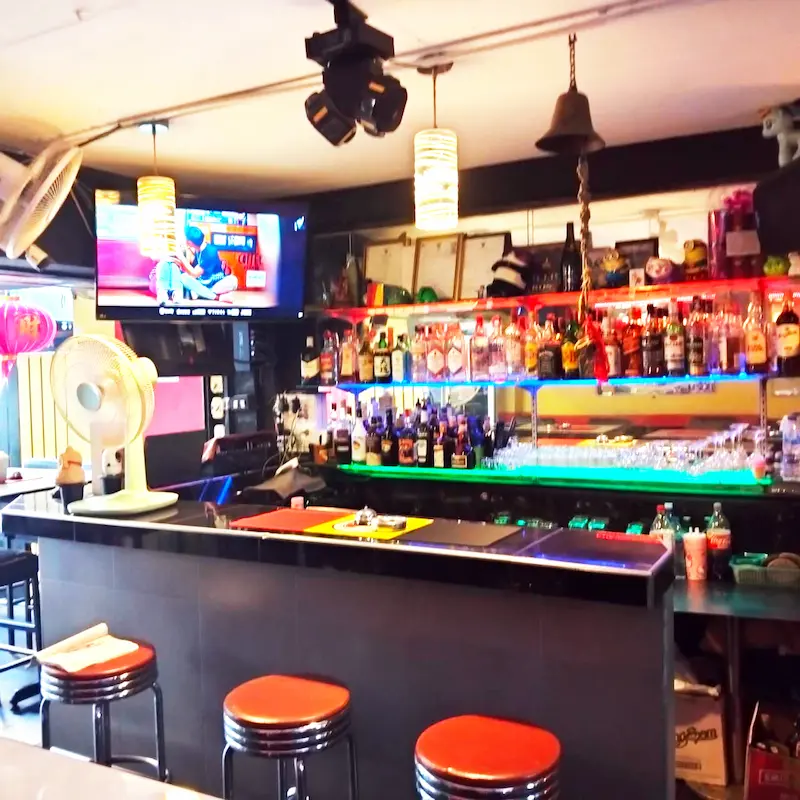 Wide selection of Belgian beers and spirits at our cocktail bar counter.